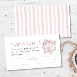 Vintage Rosa Toile Girl Baby Shower Raffle Tilläggskort