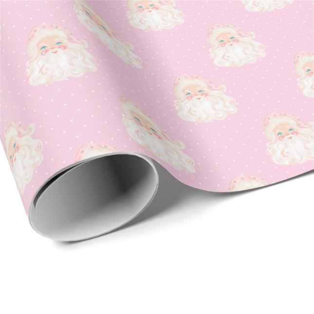Vintage Rosa Tomte Julpresentpapper Presentpapper (Rullad Hörn)