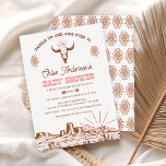 Vintage Rosa Tribal Western Rodeo Baby Shower Inbjudningar<br><div class="desc">Vintage Rosa Tribal Western Rodeo Baby Shower Inbjudan Western,  vilda western eller rodeo Temed Girl's babyduschinbjudan med en skalle,  ökenlandskap,  stambaserad mönster och western stil. Den här flickduschinbjudan är idealisk för en western babydusch.</div>