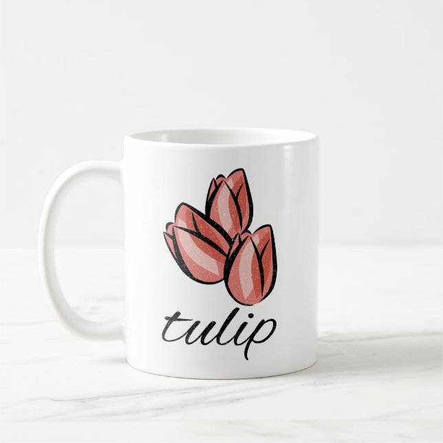 vintage rosa tulpan blomma cool blomsterpresent kaffemugg (Vänster)
