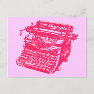 Vintage Rosa Typewriter Vykort