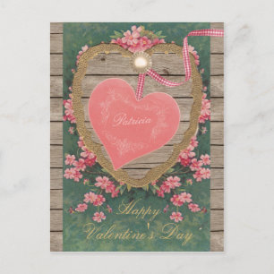 Vintage rosa Valentine Hjärta CC0832 Skrapbook Helg Vykort
