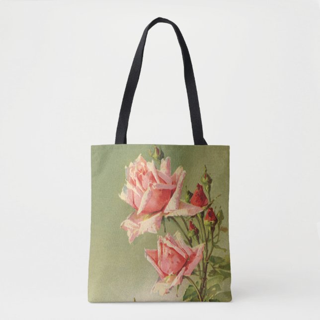Vintage Rosa Valentinsdag Rosa Viktoriansk Trädgår Tygkasse (Framsida)