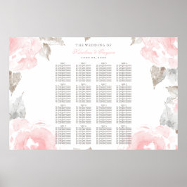 Vintage Rosa Vattenfärgssätet Ro Bröllop i Poster