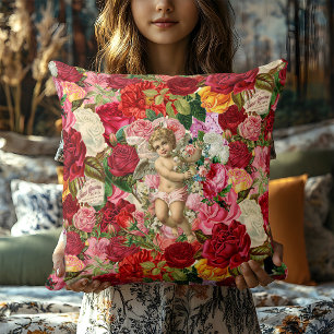Vintage Rosa Victorian Cherub Ro Shabby chic Kudde