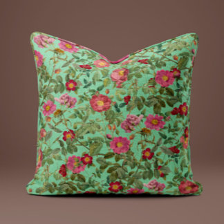 Vintage Rosa Vildros Kudde i Aqua Mint