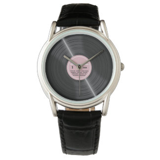 Vintage Rosa Vinyl Record Album Retro Watch Armbandsur