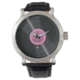 Vintage Rosa Vinyl Record Album Retro Watch Armbandsur