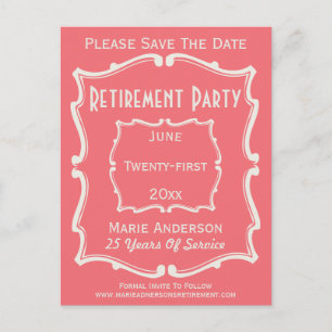 Vintage Rosa vit Spara datum Pension Party Meddelande Vykort