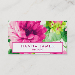 Vintage Rosa Watercolor Peonies Personlig Visitkort