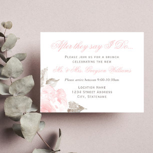 Vintage Rosa Watercolor Ro Bröllop Brunch Inbjudningar