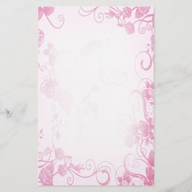 Vintage Rosa & White Bröllop Stationery Brevpapper (Framsida)