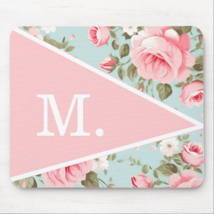 Vintage rosabruna blommonogram musmatta