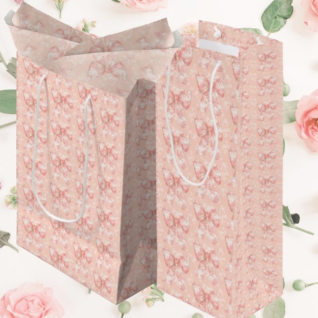 Vintage rosafärgad blommig Toile-smycken Dekoupage (Charming peachy gift bags)
