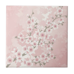Vintage rosafärgad körsbärsblomning kakelplatta