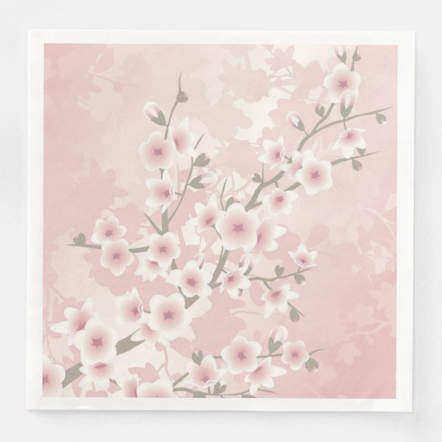 Vintage rosafärgad körsbärsblomning pappersservett (Framsida)