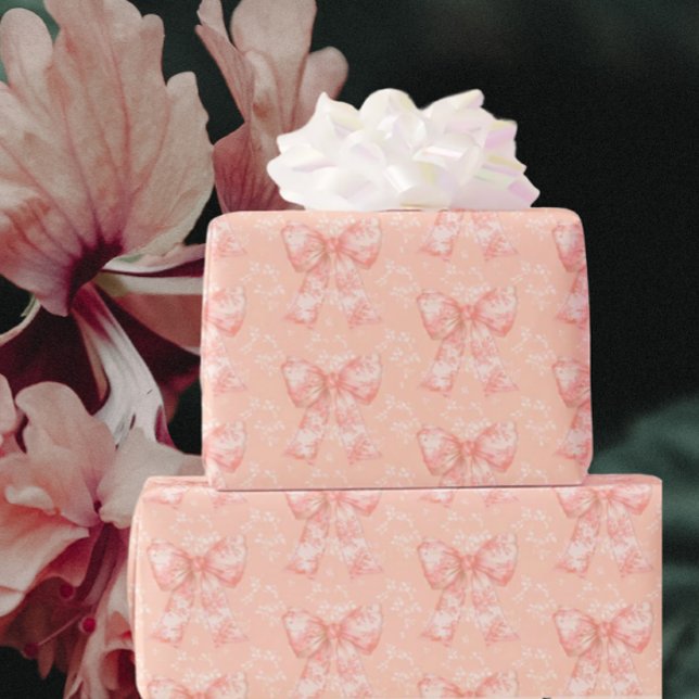 Vintage rosafärgade blomstertoalettbågar  presentpapper (Birthdays, baby showers, wedding gifts and more)