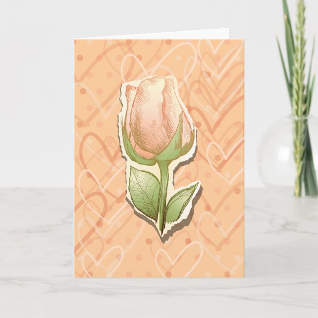 Vintage rosbuds-kort kort (Framsida)
