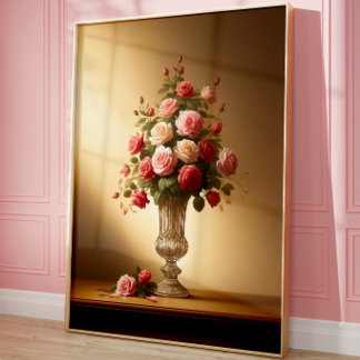 Vintage Rosbukett Väggkonsttryck | Elegant Konst Poster