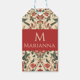 Vintage Rose & Bird Pattern Romantic Art Nouveau Presentetikett