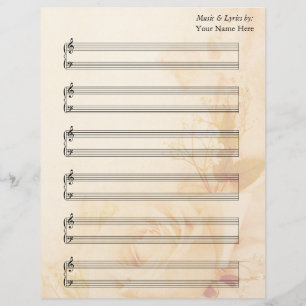 Vintage Rose Blank Notblad  Pianolinjer