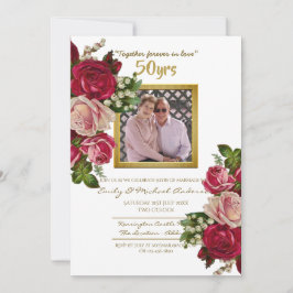 Vintage Rose Bröllopsjubileum - ALLA ÅR Inbjudningar