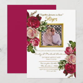 Vintage Rose Bröllopsjubileum - ALLA ÅR Inbjudningar