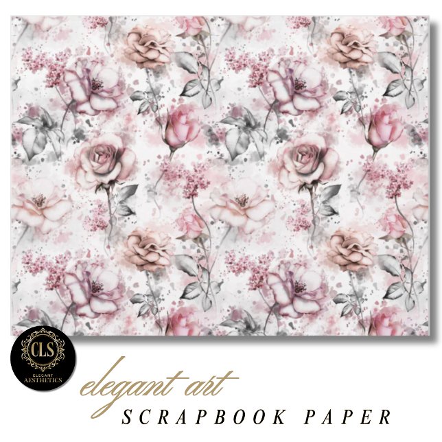 Vintage Rose Efemera Urklippsbokspapper  (Decoupage Paper – Vintage Rose Ephemera)