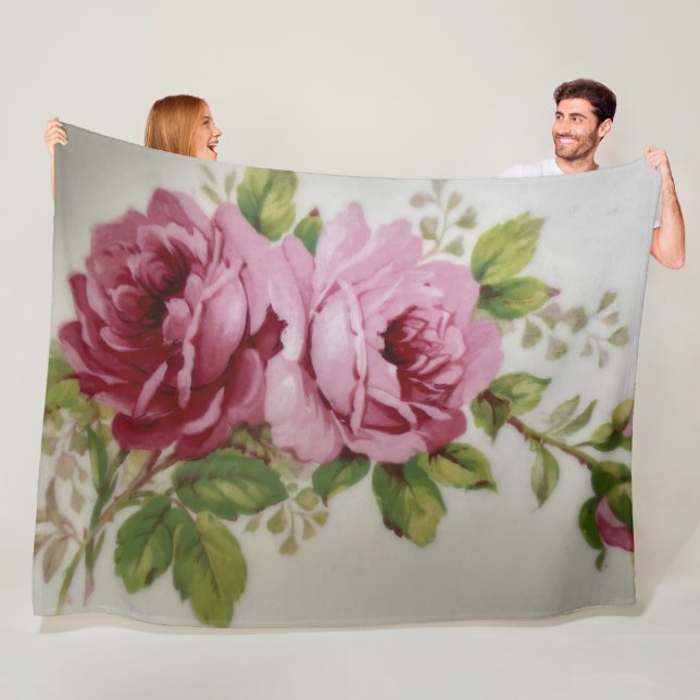 Vintage Rose Elegance Fleece Blanket (På plats)