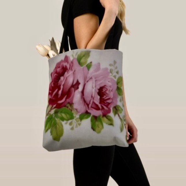 Vintage Rose Elegans  Tygkasse (Tote Bag — 100% polyester, black laminated lining 100% cotton web hand. Made in the USA.
)