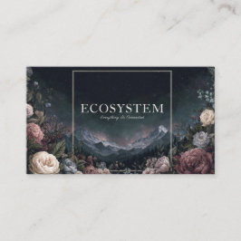 Vintage Rose Floral and Starry Mountain Night Visitkort