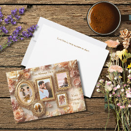 Vintage Rose Frames with Soft Gold Floral Glow Julkort