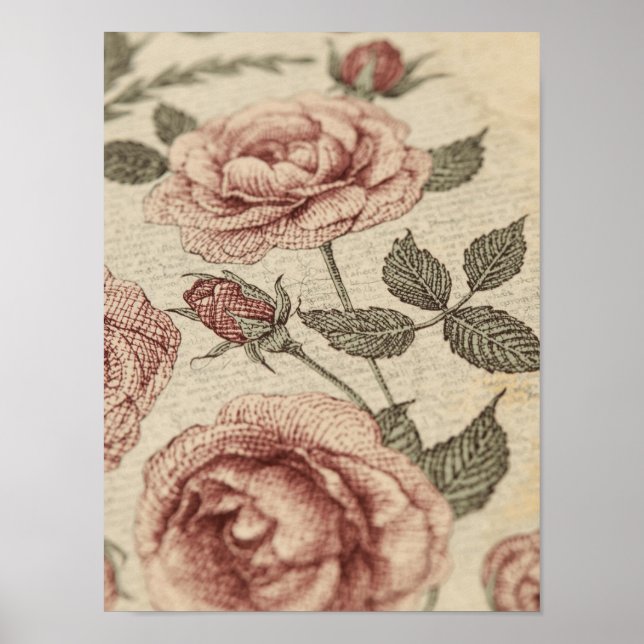 Vintage Rose Garden Botanical Poster (Framsidan)