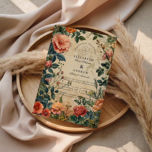 Vintage Rose Garden Wedding Inbjudningar (Skapare uppladdad)