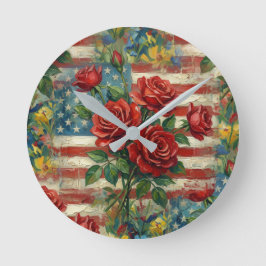 Vintage Rose Rund Klocka