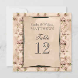 Vintage Rose Spara Bordnummer Inbjudningar