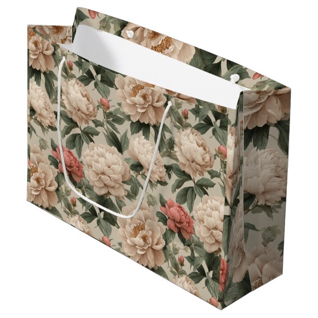 Vintage Rosé Tonad Kräm Blommönster (Framsidan Vinklad)