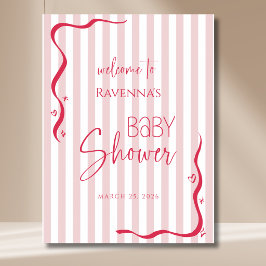 Vintage Rosé Våg Randig Babyfest Välkommen Poster