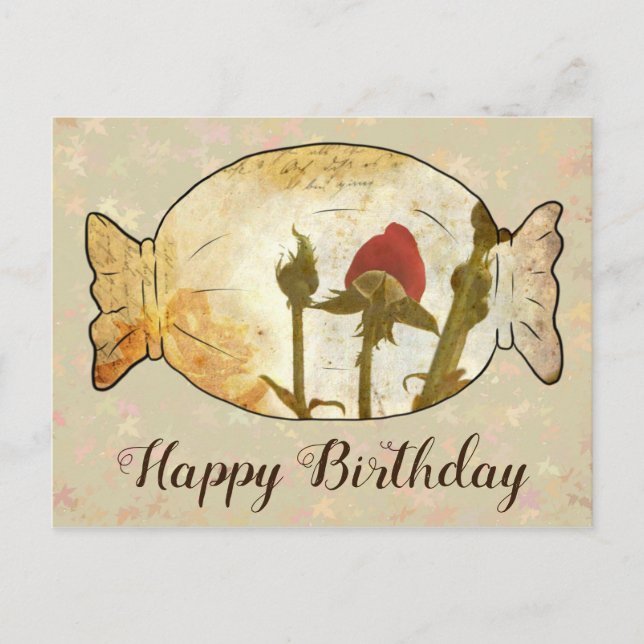 Vintage Rosenbonbon Vykort (Framsida)