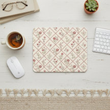 Vintage rosenskära blommönster med gittermönster