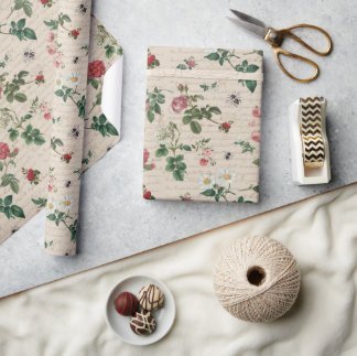 Vintage Rosenträdgård Blommor Botanisk Presentpapper