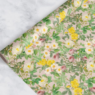 Vintage Rosenträdgårdspresentpapper i Mjukt Rosa B Presentpapper