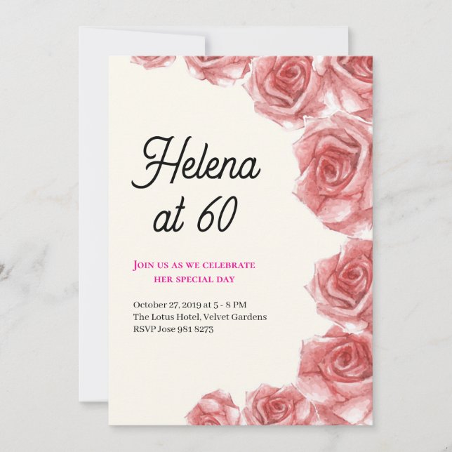 Vintage Roses 60-årsfirande Inbjudan (Framsida)