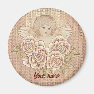 Vintage Roses Cherub Ängel  Magnet