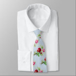 vintage roses in soft power  blue  slips<br><div class="desc">This vintage floral necktie features red and pink roses with green leaves on a soft powder blue background. The gentle blue tone highlights the floral pattern and creates a fresh, elegant look inspired by vintage botanical prints. Great for weddings, garden parties, spring events, or adding a subtle floral accent to...</div>