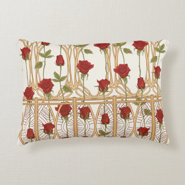 Vintage roses seamless pattern, background in art  prydnadskudde (Framsidan)