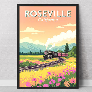 Vintage Roseville Kalifornien Poster