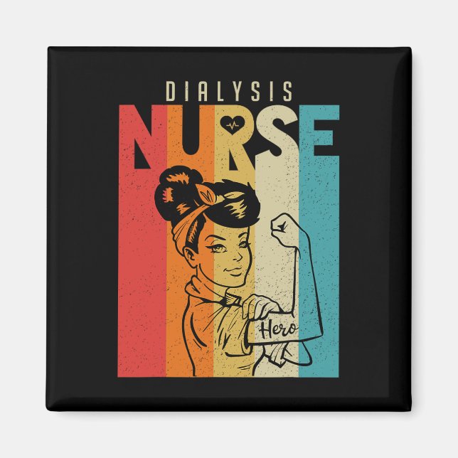 Vintage Rosie the Riveter Dialysis Nurse Magnet (Framsidan)