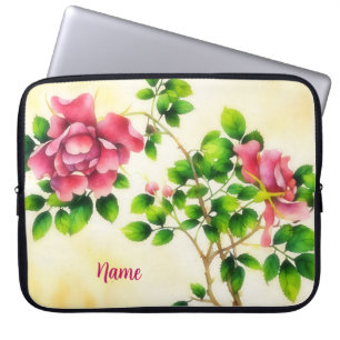 Vintage Rosor Blomma Blommig Personlig Laptop Fodral