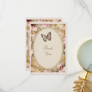 Vintage Rosor Butterfly, Musik noter Tack Kort